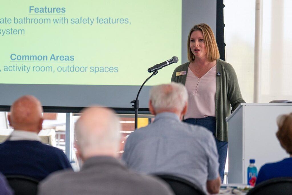 Amanda Ralstin from Ventura Country Senior Transitions speaks to attendees at our Empowered Living Seminar Series