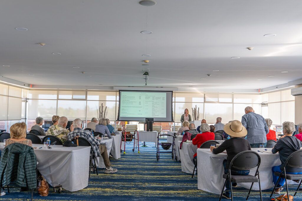 Senior attendees listen to speaker Amanda Ralstin our Empowered Living Senior Seminar
