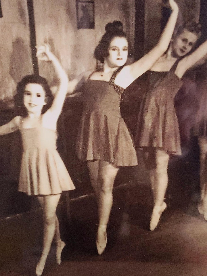 Phyllis "Cookie" Dimant practicing ballet as a young girl