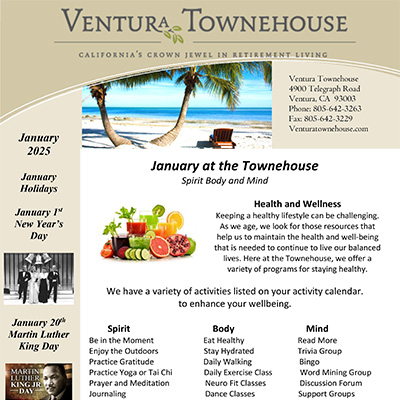 Ventura Townehouse Resident Newsletter January 2025 cover thumbnail
