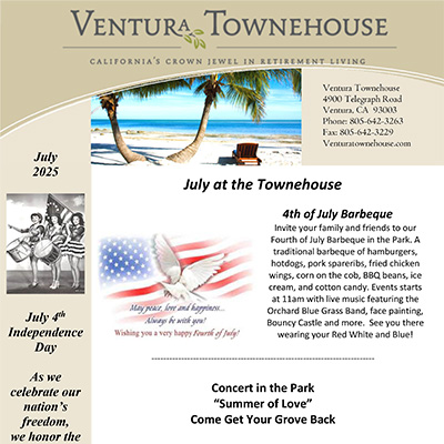Ventura Townehouse resident newsletter for July 2025 cover thumbnail