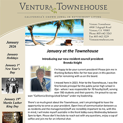 entura Townehouse Resident Newsletter Jnauary 2026 cover thumbnail
