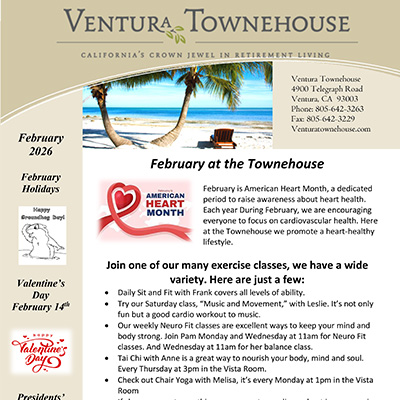entura Townehouse Resident Newsletter February 2026 cover thumbnail