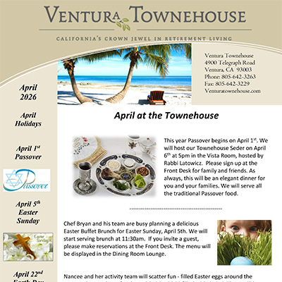 Ventura Townehouse Resident Newsletter April 2026 cover thumbnail